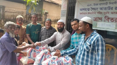 লন্ডন প্রবাসী আলহাজ্ব সৈয়দ আতাউর রহমানের ব্যক্তিগত উদ্যোগে ত্রাণ বিতরণ